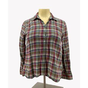 Chaps Womens Plaid Button-Front Shirt Long Sleeve Cotton Casual XL